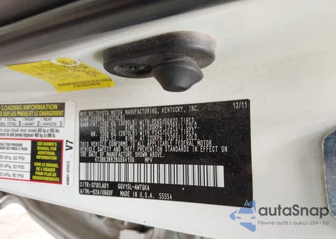 2011 Toyota Venza Base V6 из США, поврежденный, VIN 4T3BK3BB2BU064106